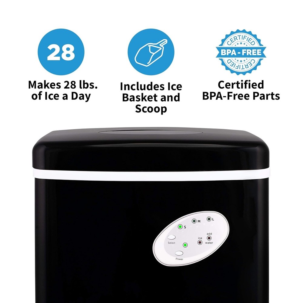 Counter Top Ice Maker Machine (Black), Compact Automatic Ice Maker, Cubes Ready