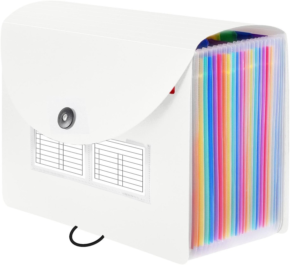24 Pockets Expanding File Folder with Blank Labels, According File Organizer ...