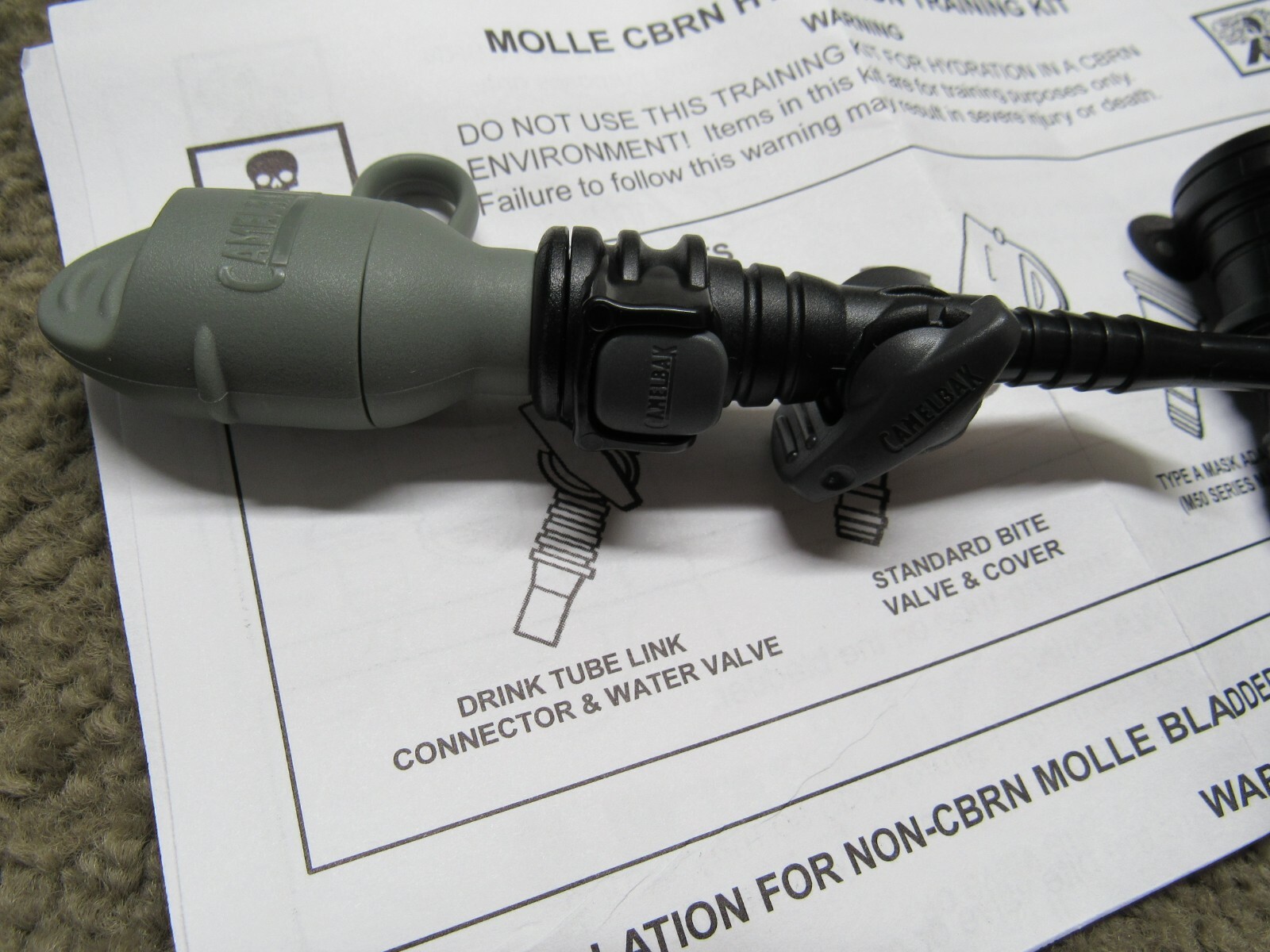 Camelbak Hydrolink Hydration Conversion Kit Bite Valve Foliage W/ Mask adapters