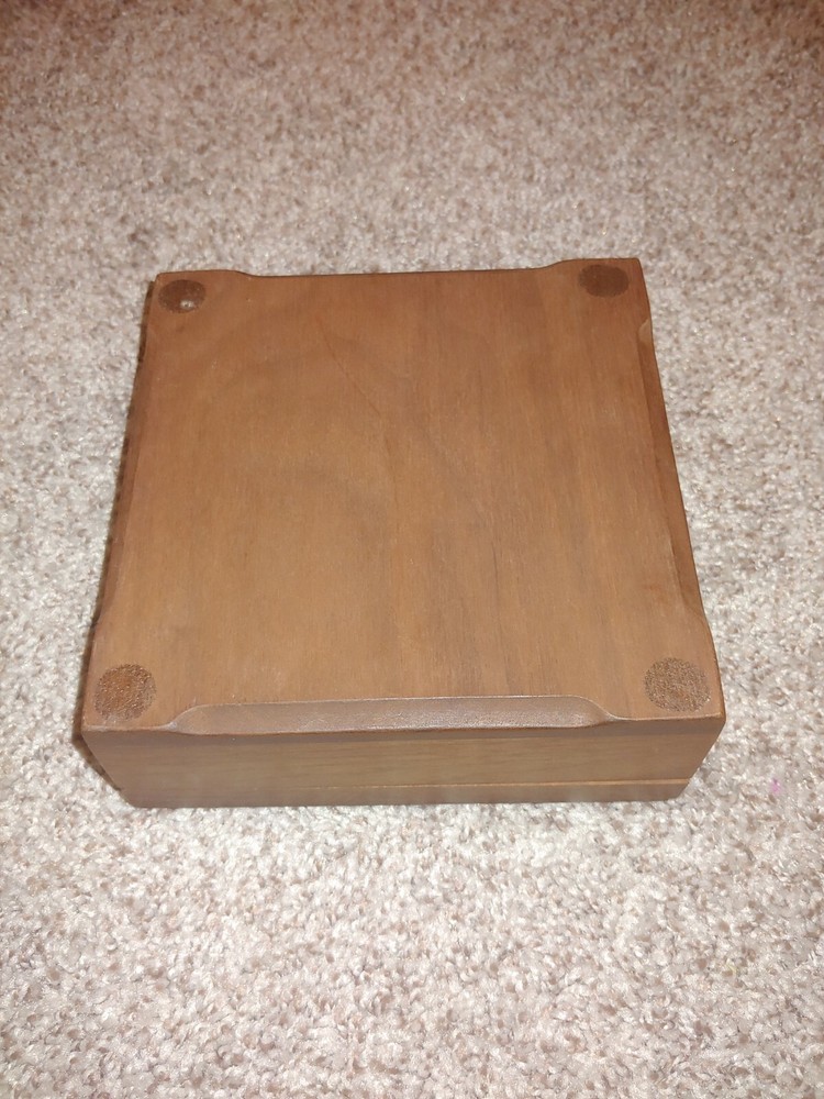 small oak hinge top needlework display box