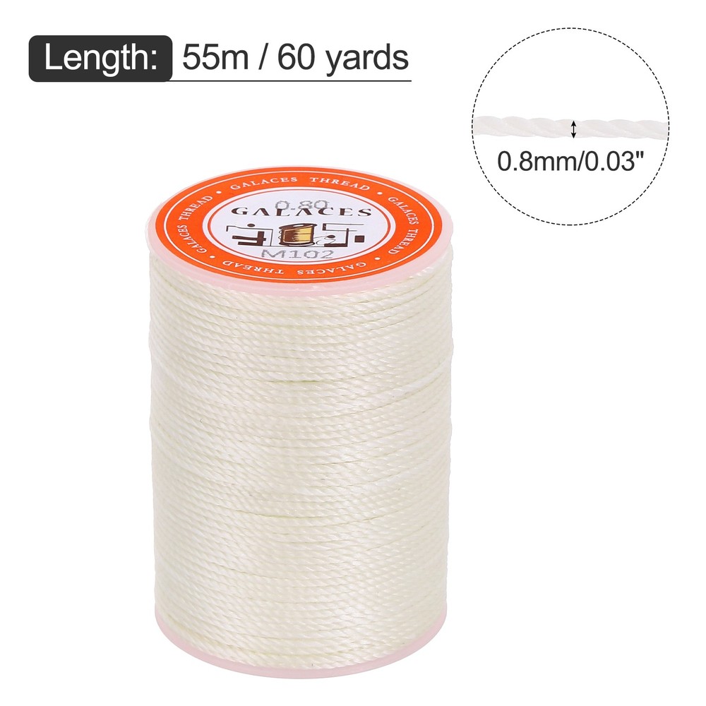 Waxed Cord 0.8mm 60 Yards Wax Bead Thread String Leather Thread Beige