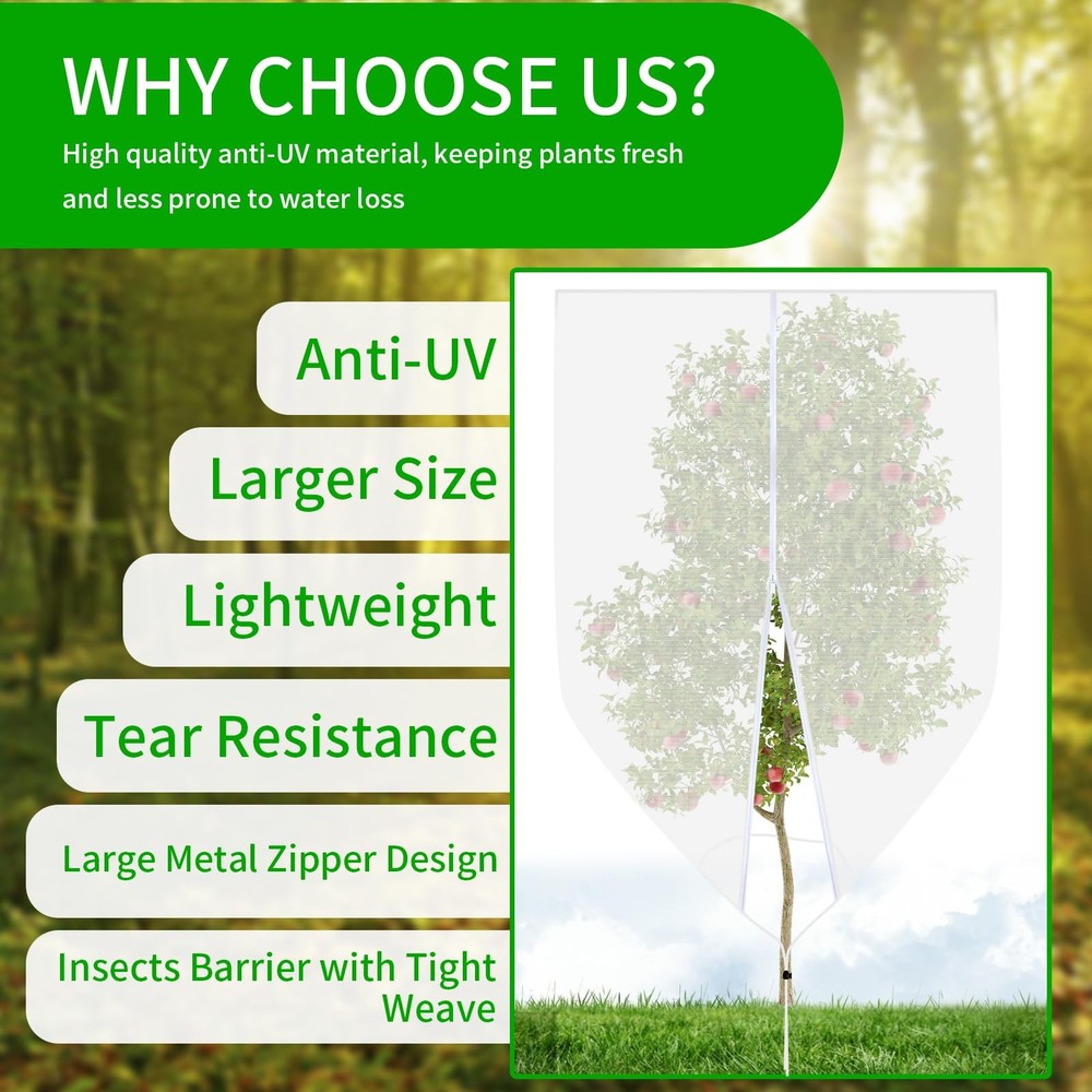 Large Fruit Tree Netting, 10x10Ft Insect Bird Barrier Netting with Drawstring...