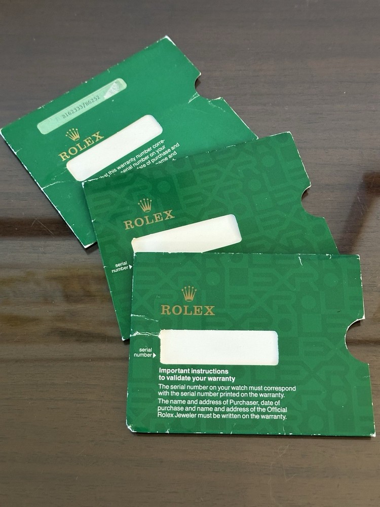 3 Rolex Green Paperwork Card Envelopes