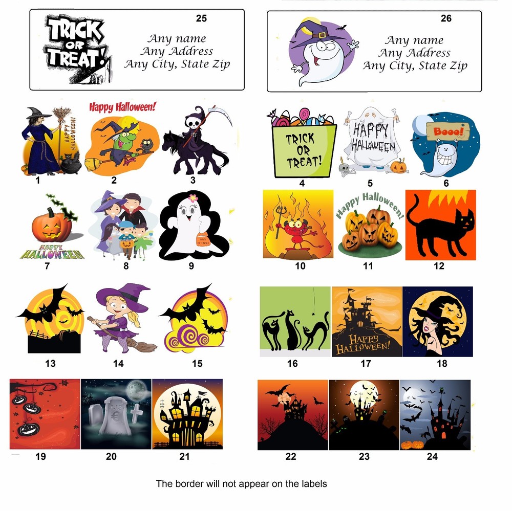 30 Personalized Address Labels Halloween (ha1)
