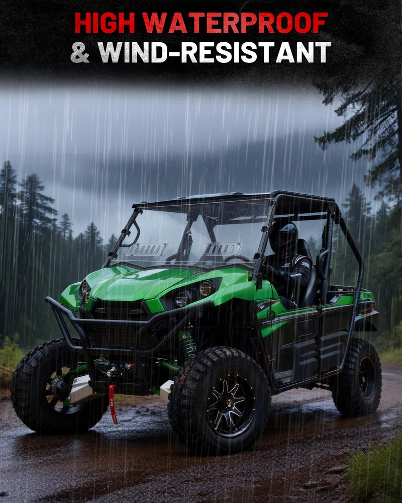 Vented Front Windshield Window Scratch-resisatant for KAWASAKI Teryx 800 2016+