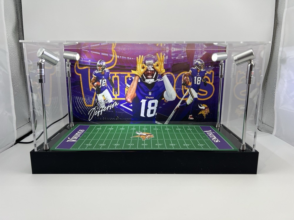 Justin Jefferson - Vikings - Custom 2 Mini Helmet Display Case W/ LED Lights