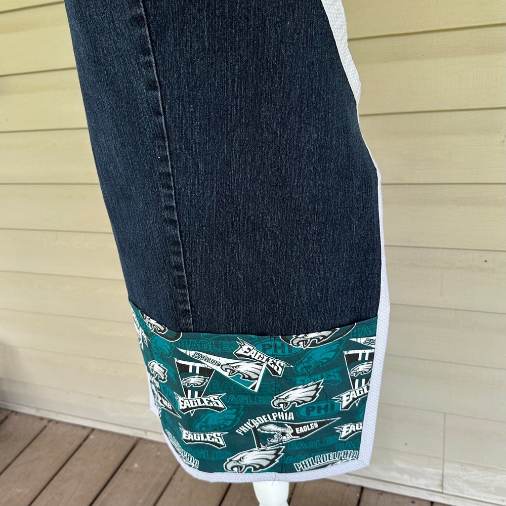 Handmade NFL Eagles Apron Recycled Denim Pockets
