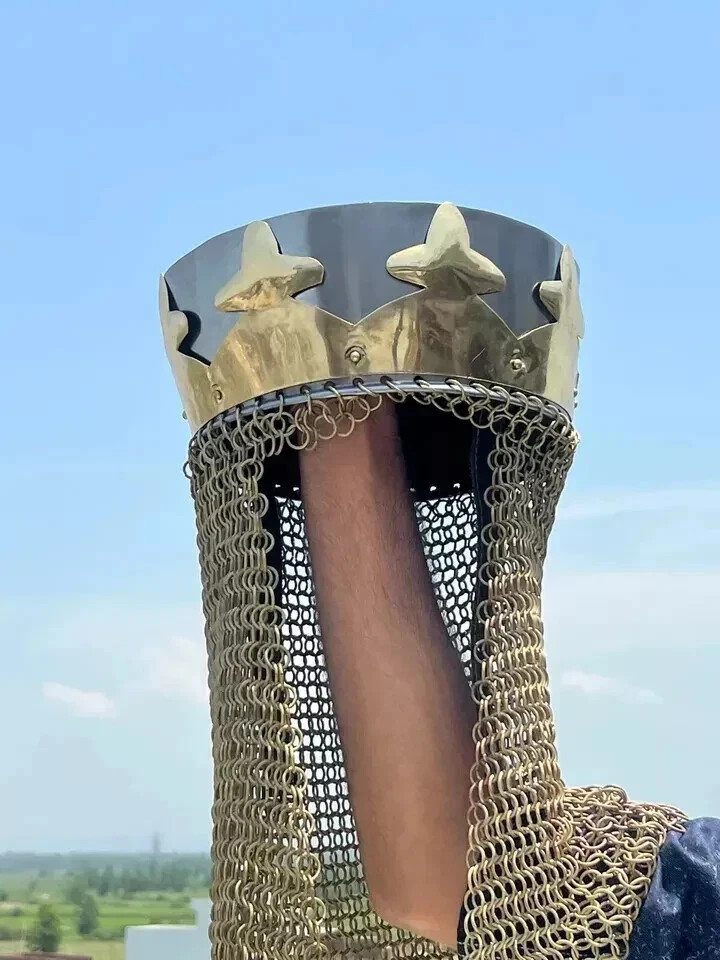 King Arthur Monty Python Helmet Medieval Knight Armor with Chainmail and Crown