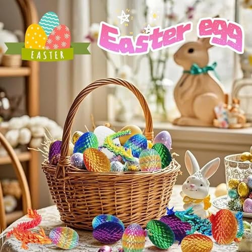 3D Printed Dragon Eggs, Mystery Crystal Dragon Egg for Easter Basket 4 Pack