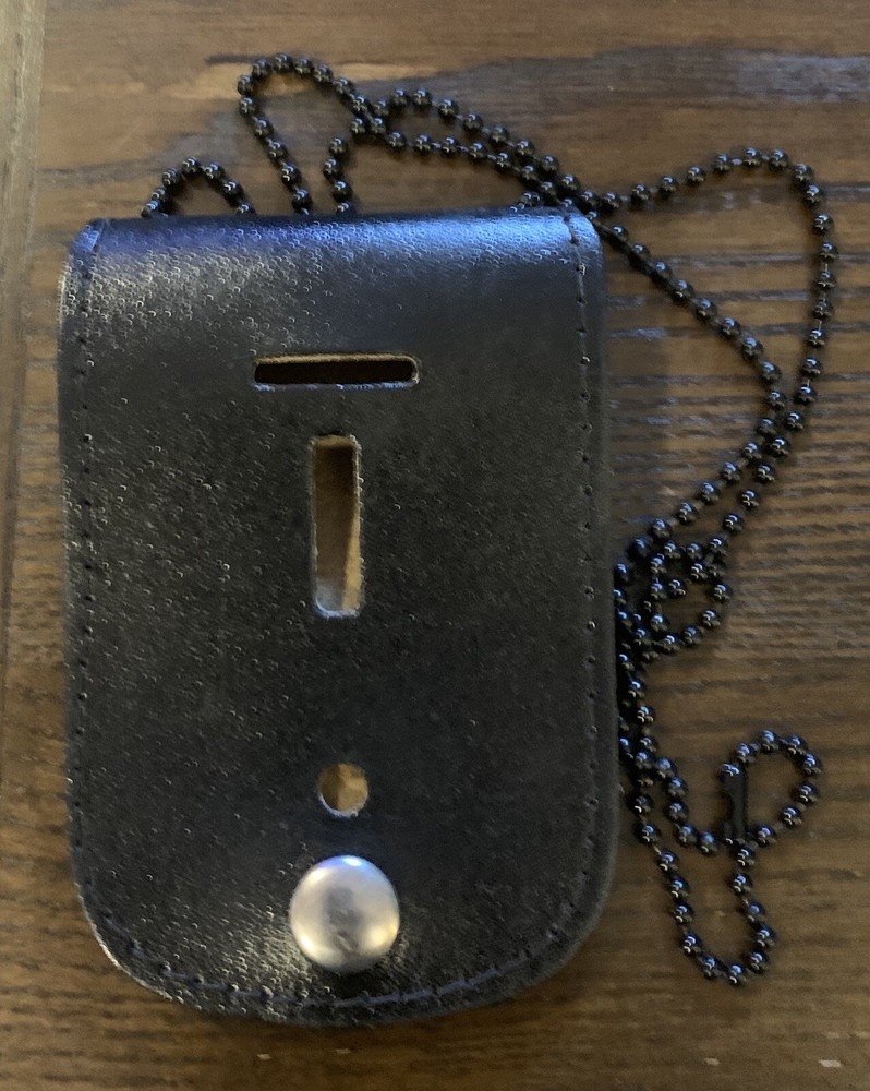 leather badge holder necklace