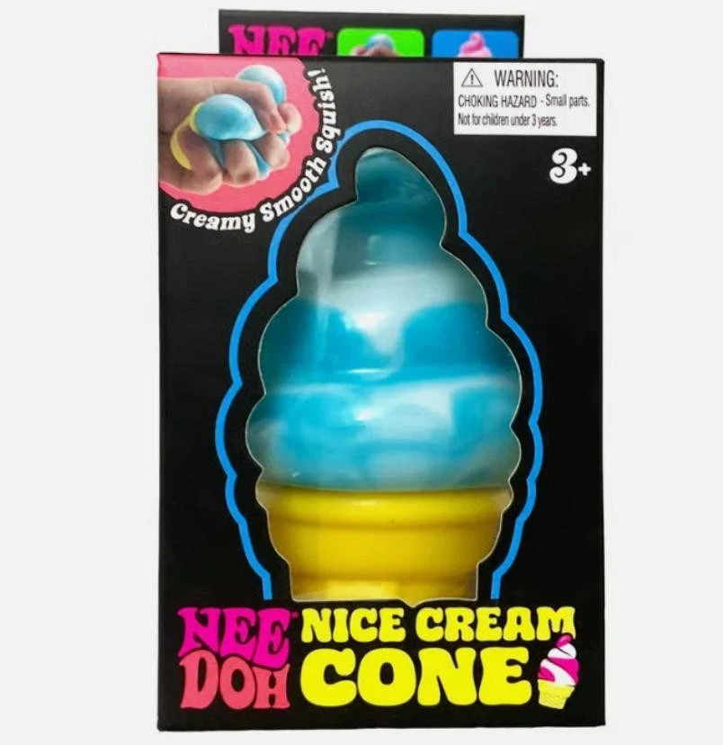 2026 BLUE NeeDoh NICE CREAM CONE Ice Cream Swirl Squishy Toy NEE DOH Stress Ball