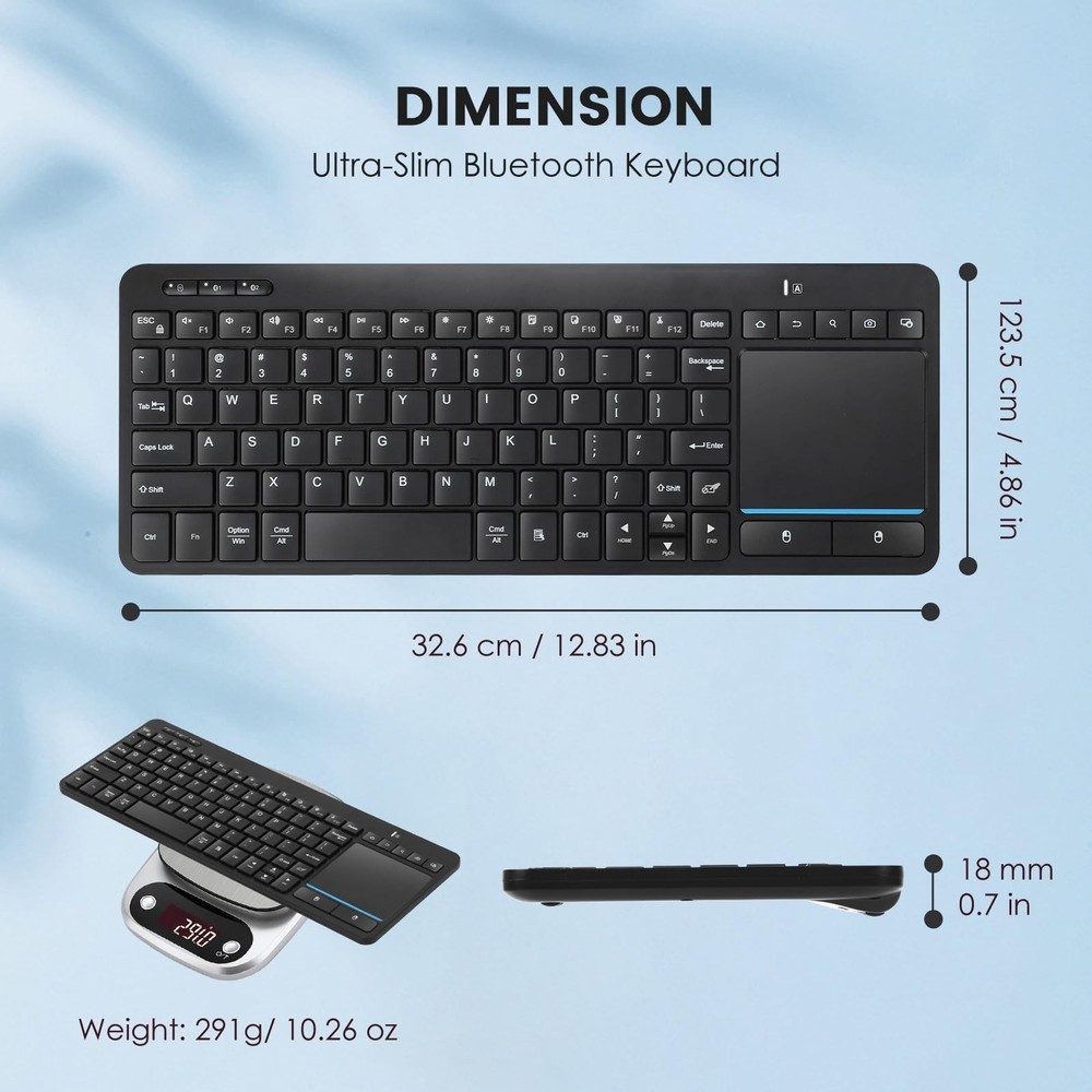 Multi-Device Wireless Bluetooth Keyboard with Touchpad-Wireless Keyboard with...