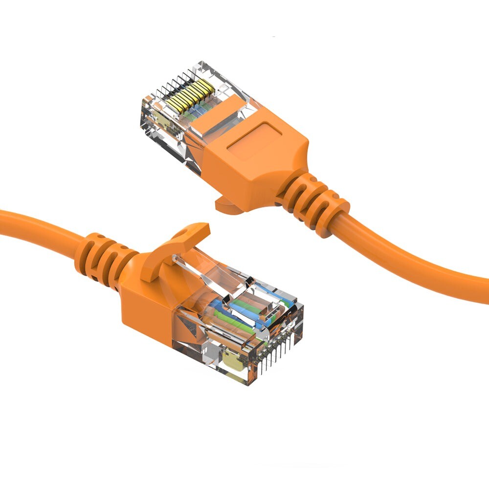 3Ft CAT6A UTP Slim Ethernet Network Booted Cable 28AWG Orange