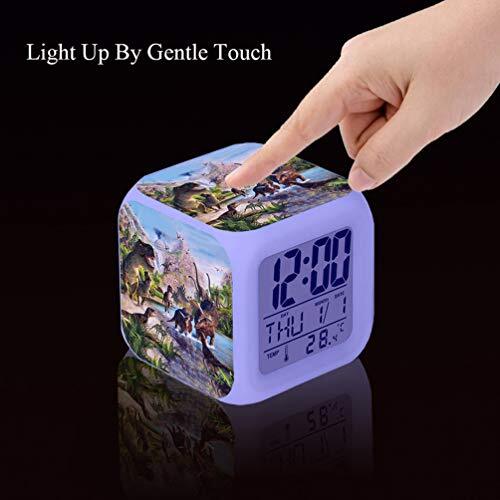 LED Alarm Clock Dinosaur Jurassic Design Creative Desk Table Clock Glowing