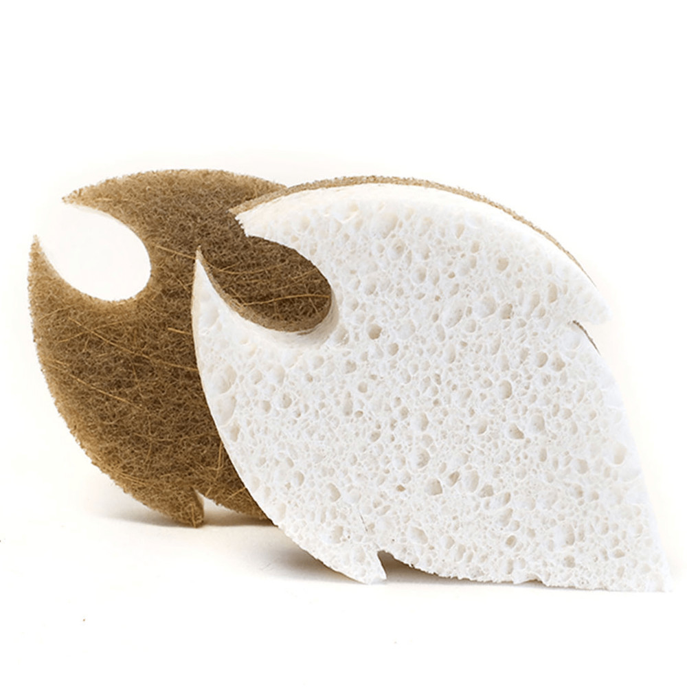 Beille 2pk Non Scratch Coconut Plant Based Dish Sponge Kitchen Tools (2 Styles)