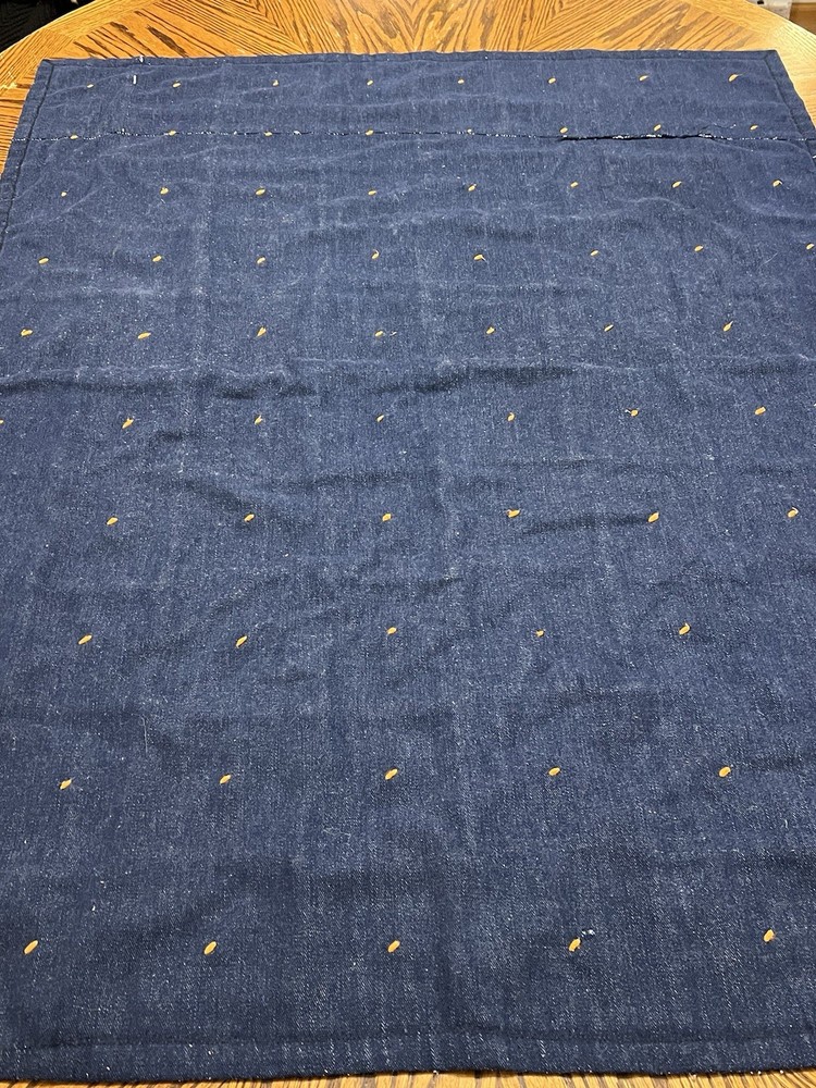 Vintage Patchwork Quilt 36x46 RETRO Blue Orange Brown Polyester Squares *READ