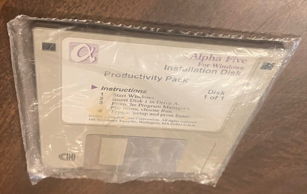 SEALED Alpha Five Windows Application II Pack + Productivity Pack 3.5” Floppy x3