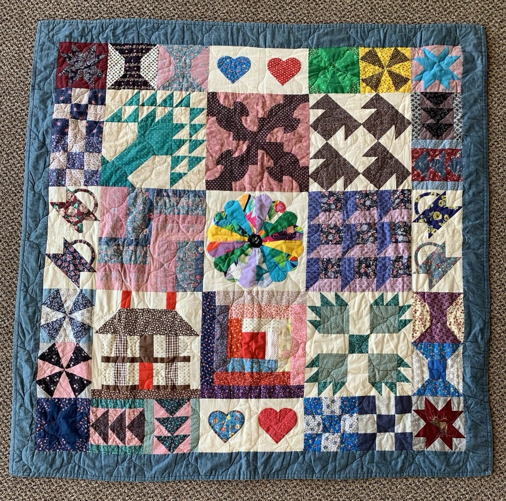 Handmade Quilt Throw / Wall Hanging /Drapery Panel 51x52” Signed + Dated 2002