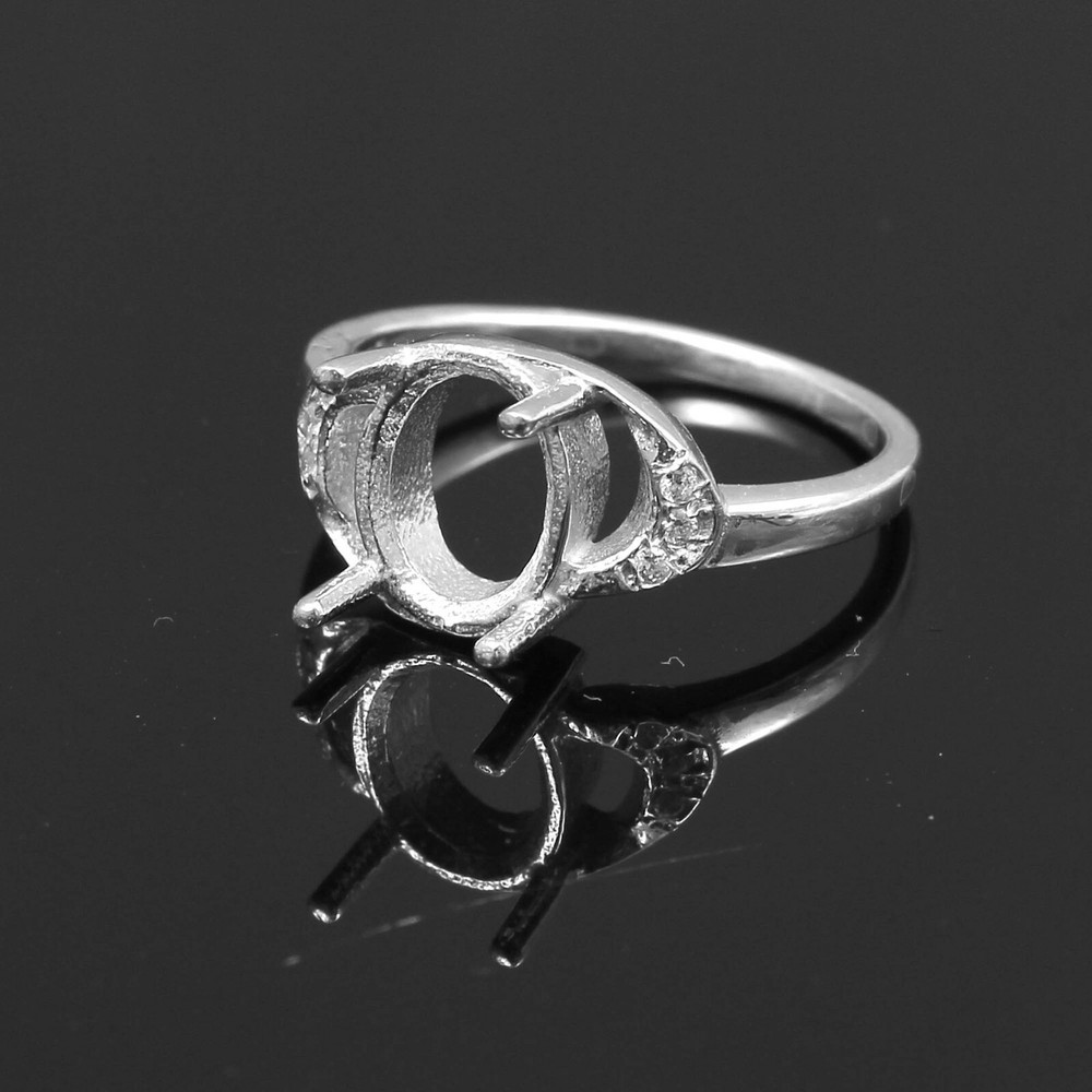 Semi Mount Ring Gemstone Setting Size 10X8 MM Oval Shape 925 Sterling Silver