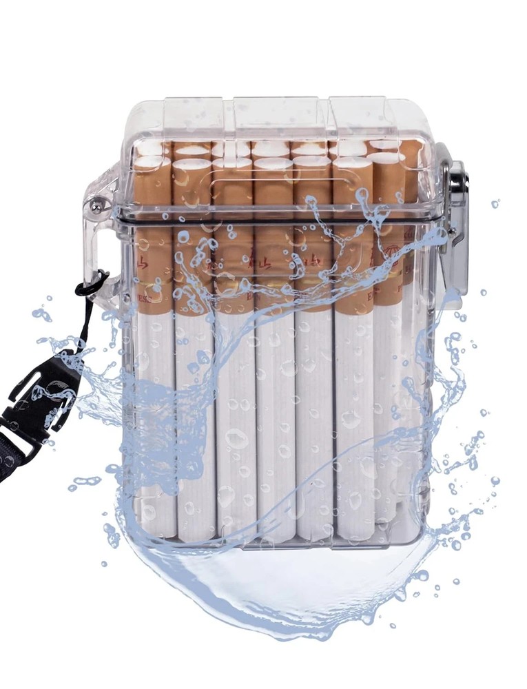 Waterproof Cigarette Case, Smell Proof Storage Box, 20 Capacity for Regular/King
