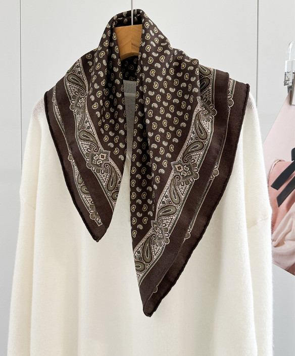 70% Cashmere 30% Silk Bandanna 65X65cm Scarf Neckerchief cashew Print Shawl wrap