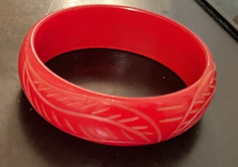 Vintage Red Bakelite Bangle Bracelet