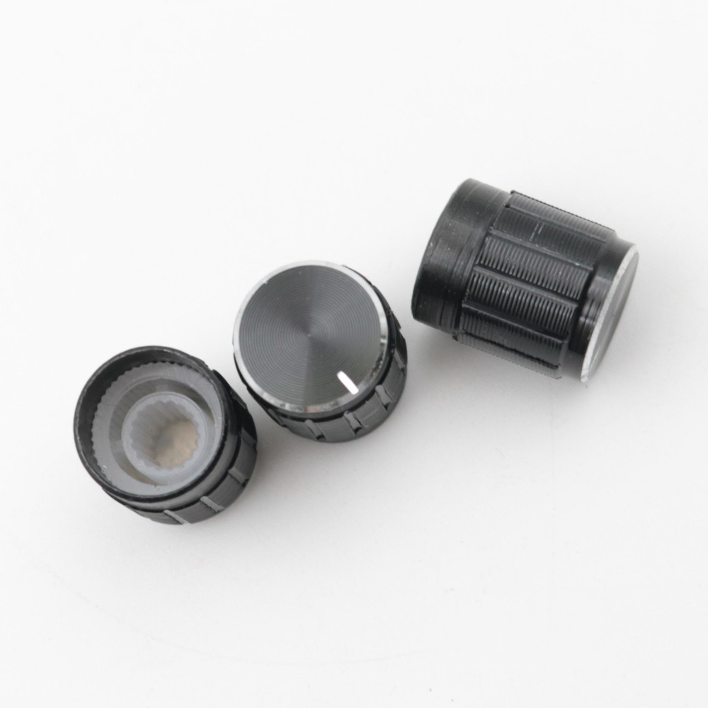 100Pcs Aluminum Alloy Potentiometer Control Volume Knobs  Black 15x17mm