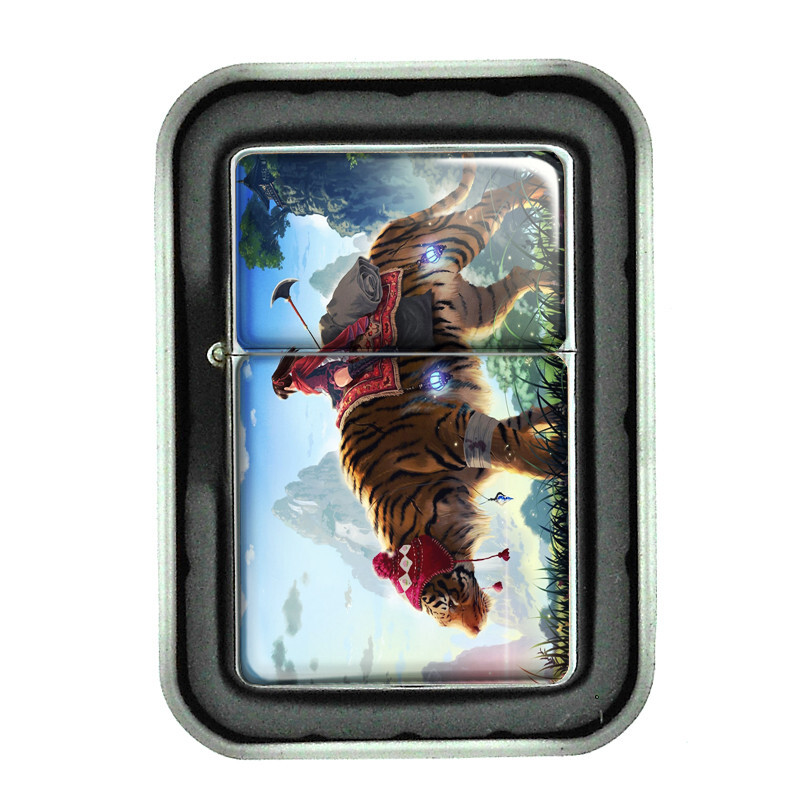 Anime D3 Flip Top Oil Lighter Windproof