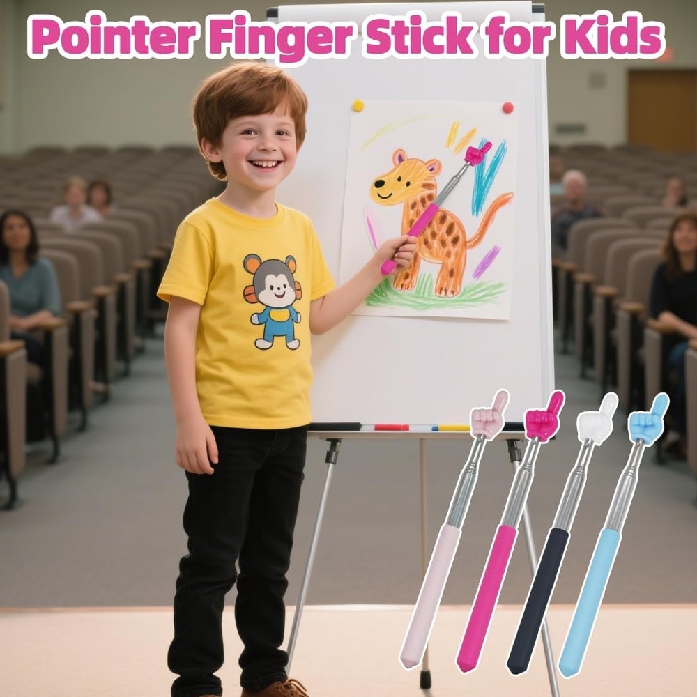 4 PCS Extendable Pointer Finger Stick - Bright Colored Telescopic Teachers Point