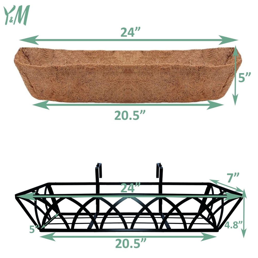 24 Inch Window Deck with Coco Liner, 24" Window Boxes Horse Trough with Cocon...