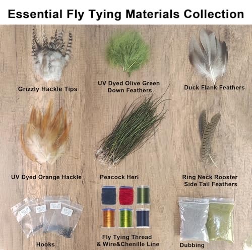 Rotary Fly Tying Vise Kit - Complete Tools & Materials for Professional Flies