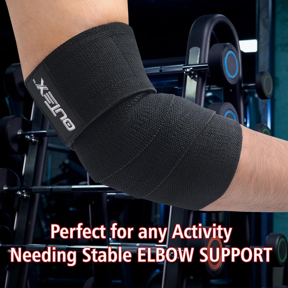 Elbow Wraps for Weightlifting (1 Pair) - 40" Elbow Compression Strap & Joint ...