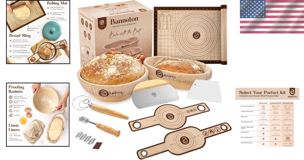 17-Piece Sourdough Starter Kit with Proofing Baskets & Essential Baking Tools