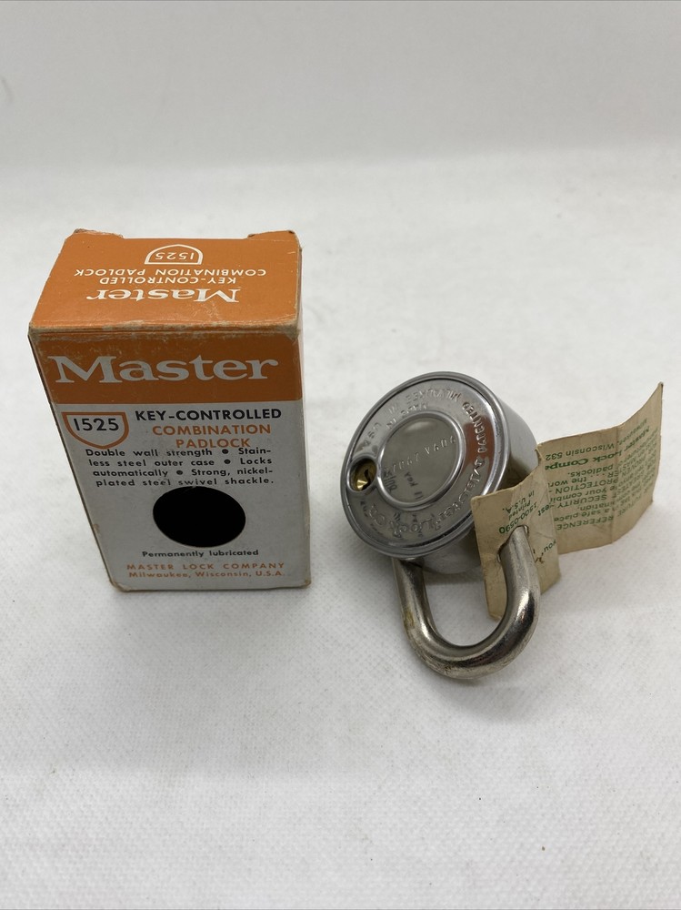 Master Lock 1525 Padlock Combination Locks NIB Vintage With Code Paper New
