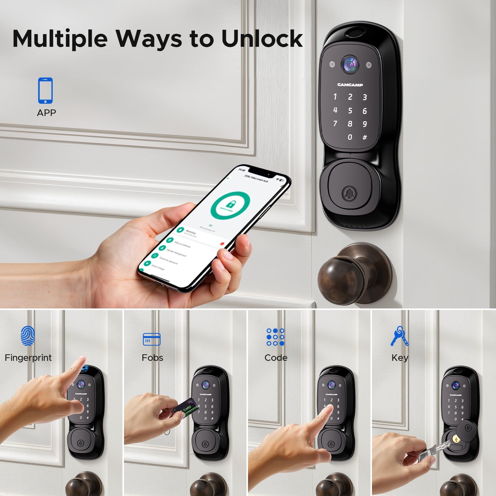 Security Smart Lock with Camera & Video Doorbell Fingerprint Door Lock Live View
