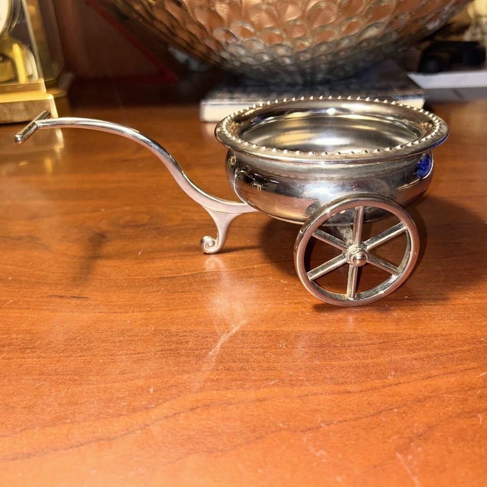 Vintage Godinger Silver Art Co Rolling Wagon Plate Server Candy Dish Nut Tray 8"