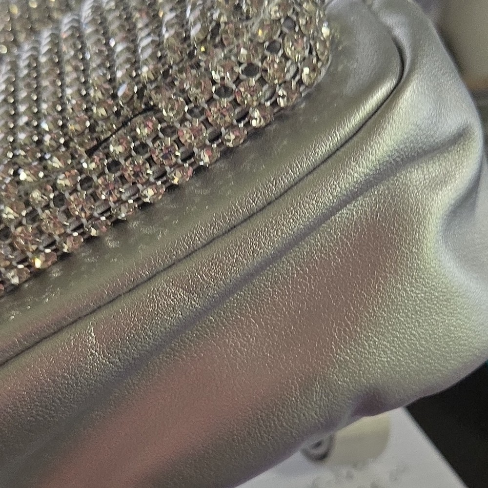 Silver Glitter Rhinestone Mini Kids Backpack with Adjustable Straps, Zip Pocket