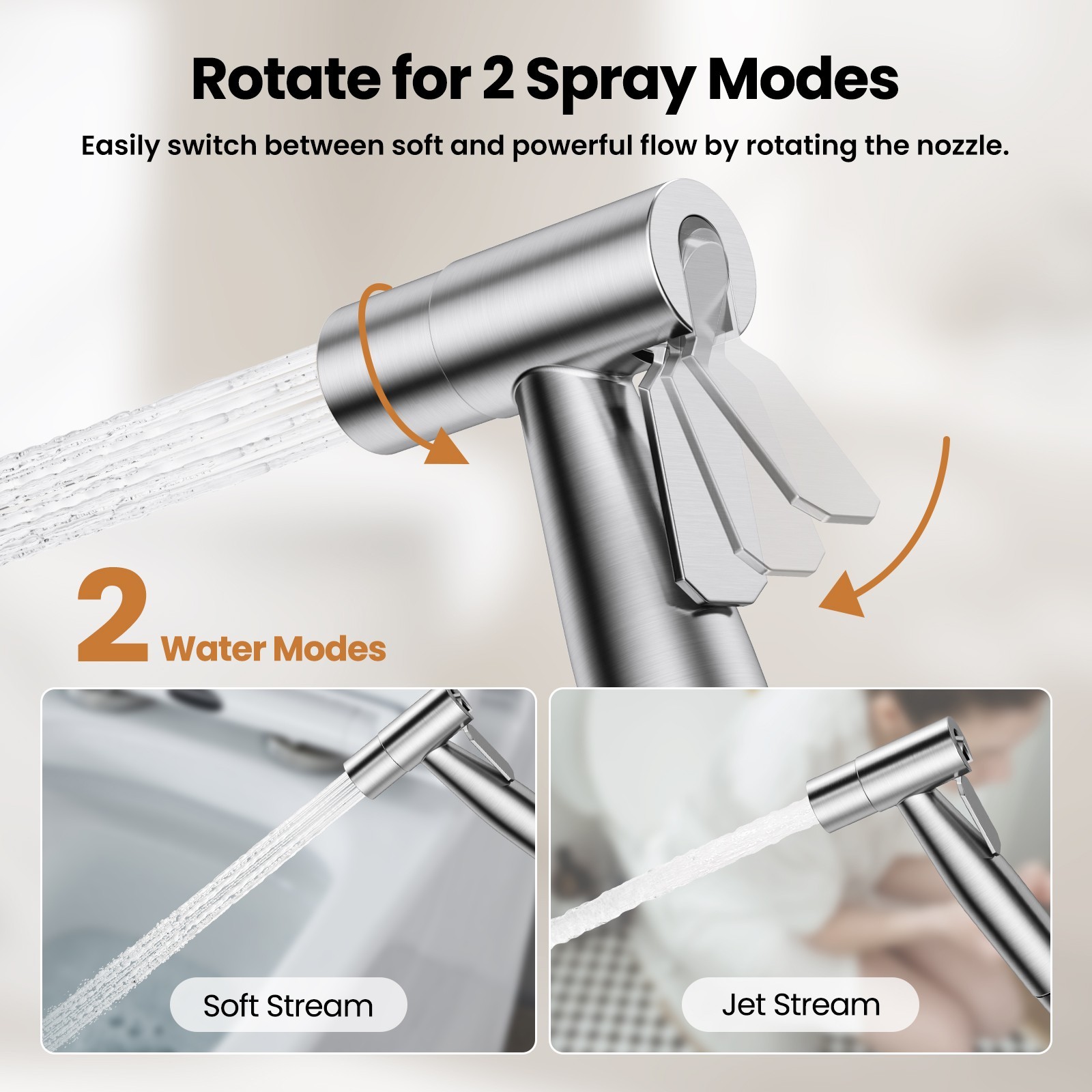 Stainless Steel Brushed Nickel Bidet Sprayer with Shattaf Adapter and Hose