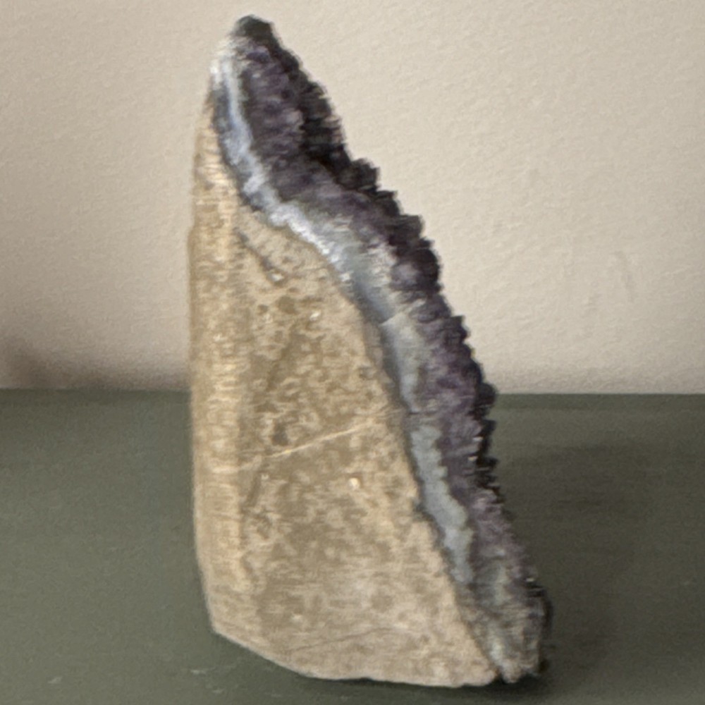 Amethyst crystal cut base 4" high x 3.25" wide