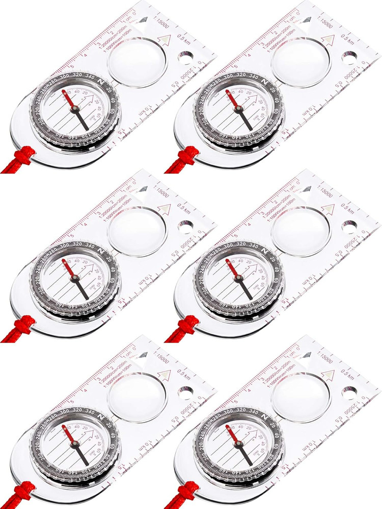 6 Pieces Orienteering Compass Hiking Navigation Backpacking Compass Map Readi...