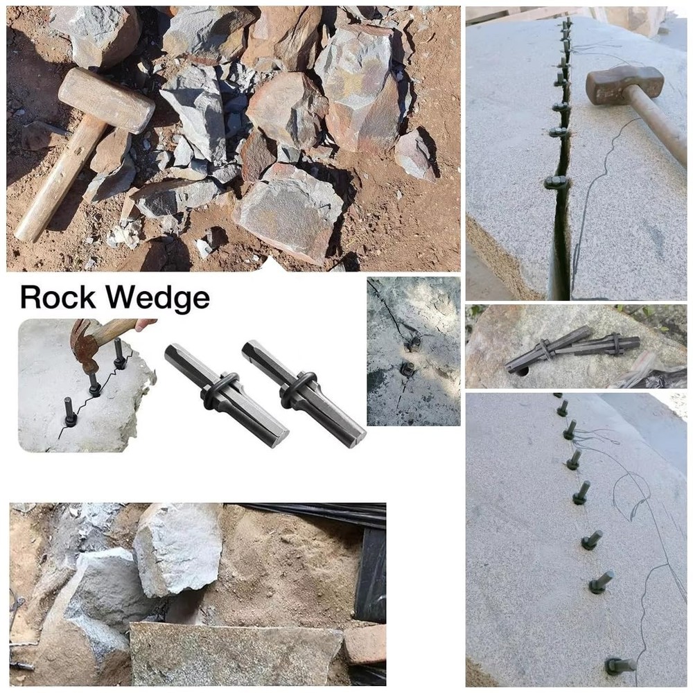 2 Pack Heavy Duty Stone Splitter Tools - Wedge & Feather for Precision Splitting