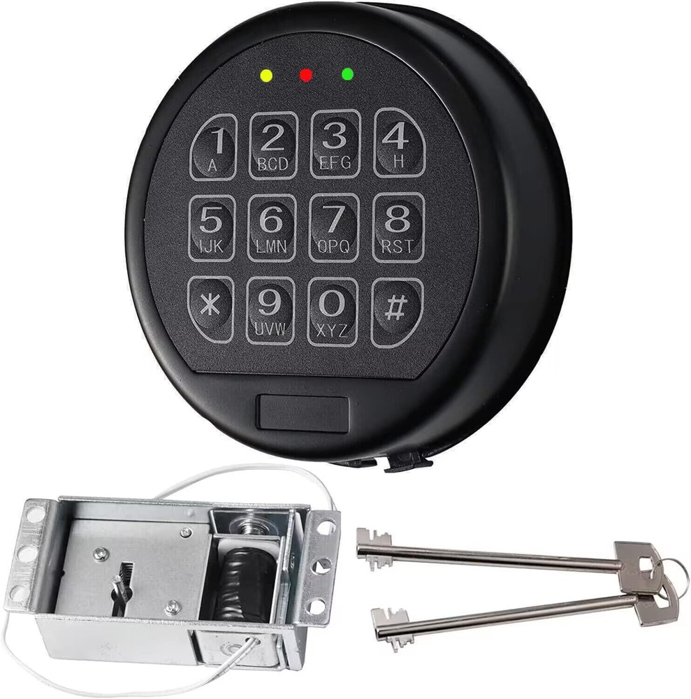 Gun Safe Lock Replacement Black Keypad Lock with 2 Keys & Solenoid Lock For safe