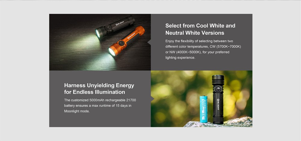 Olight Seeker 4 Pro Orange Flashlight, Versatile Holster, 4600L, Cool White