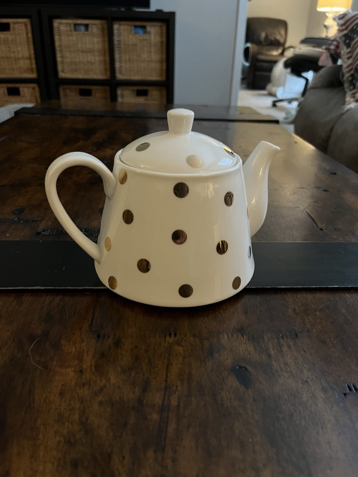 Robert Gordon Goldie Golden Polka Dot Fine Ceramic Teapot