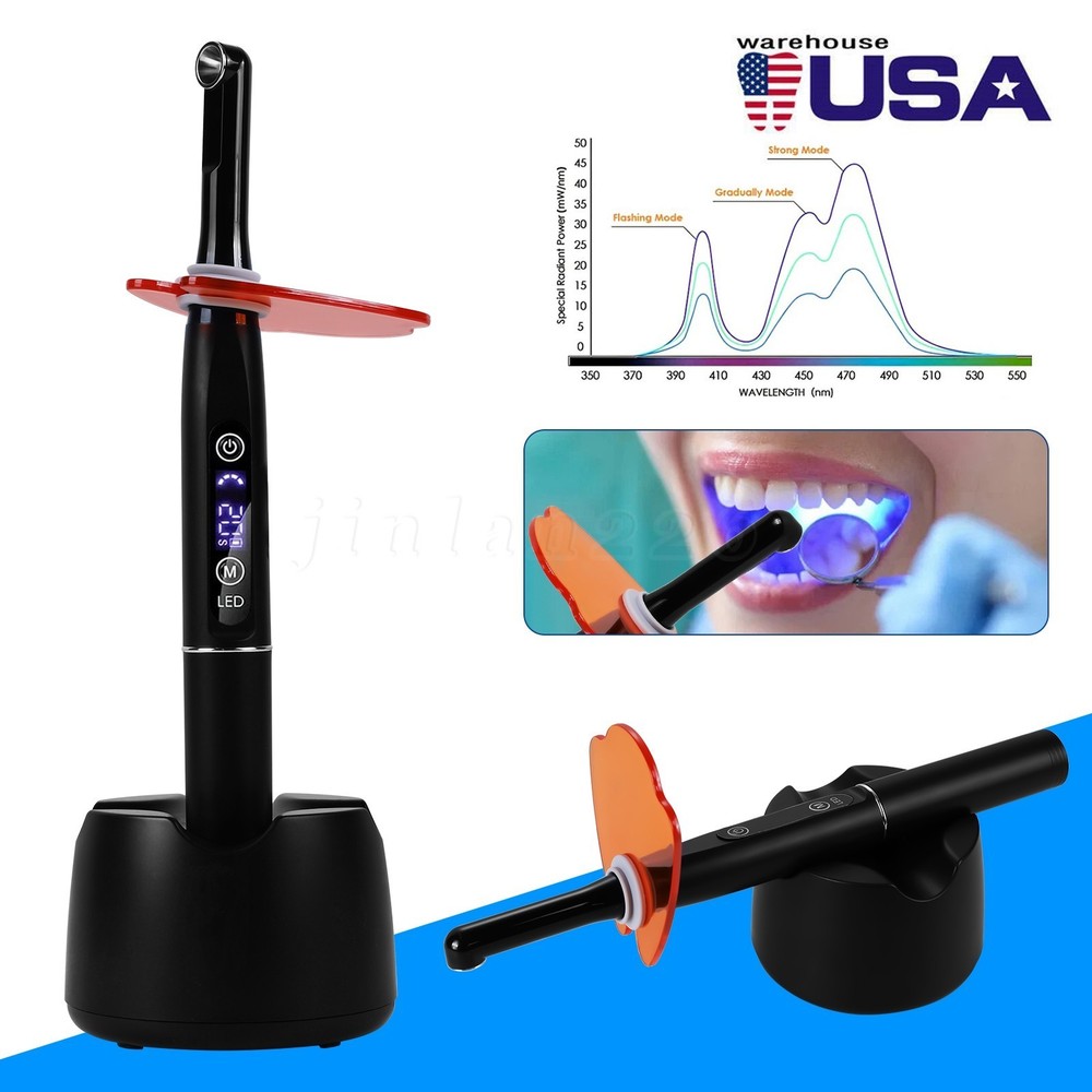 Dental Wireless LED Curing Light 1 Second Curing 2500mW/cm² with 7 Curing Lens