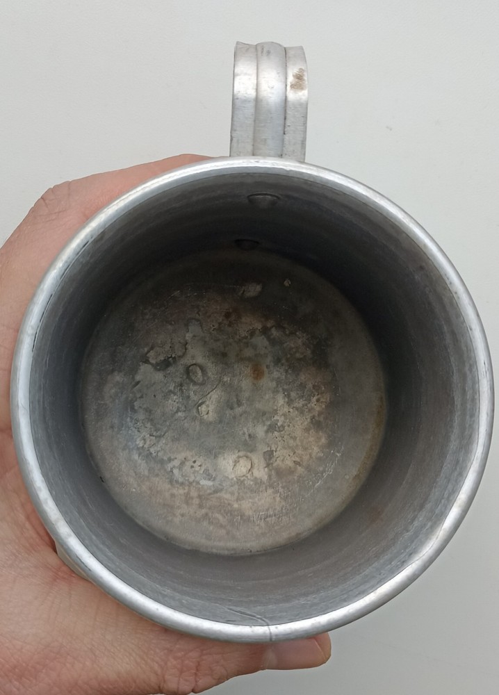 Military mug. With inscriptions.