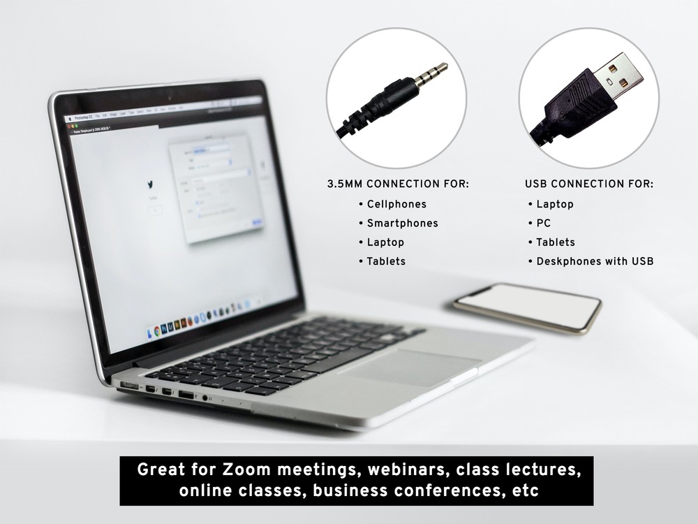 Computer Headset Single Sided w/Microphone Volume Control for Webinar Zoom Skype