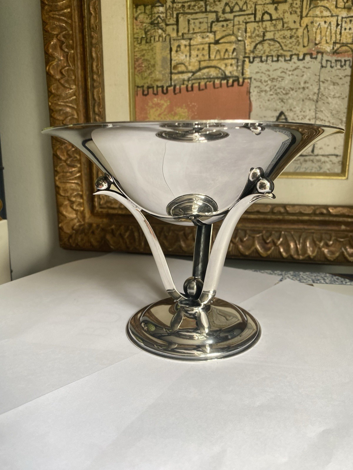 Denmark Danish Silverplate Blossom Bowl Compote Jensen Dragsted Art Deco Nouveau