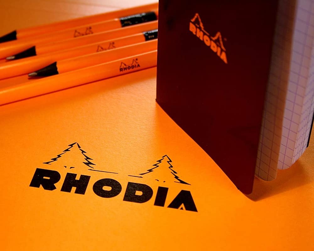 Rhodia A8 Black Notepad 52x75mm Square Ruling 80 Microperforated Sheets