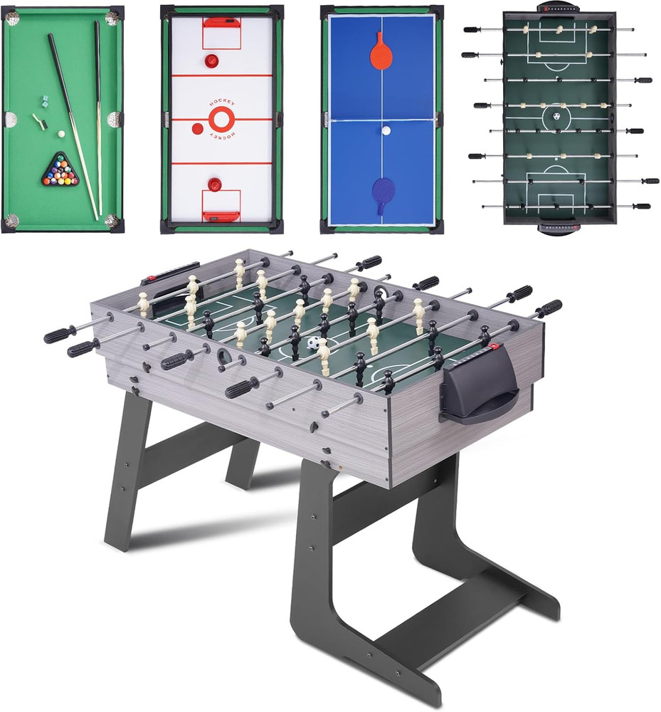 54" 4-In-1 Multi Game Table, Foldable Combo Game Table Set with Ping Pong, Hocke